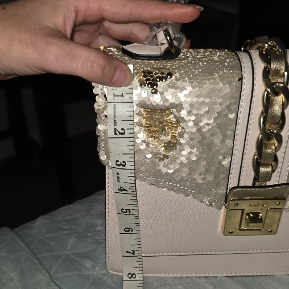 Aldo Pink and Gold Sequined Satchel / Crossbody - Picture 14 of 16
